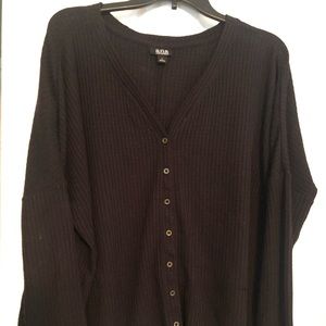 Black Waffle Knit Top
